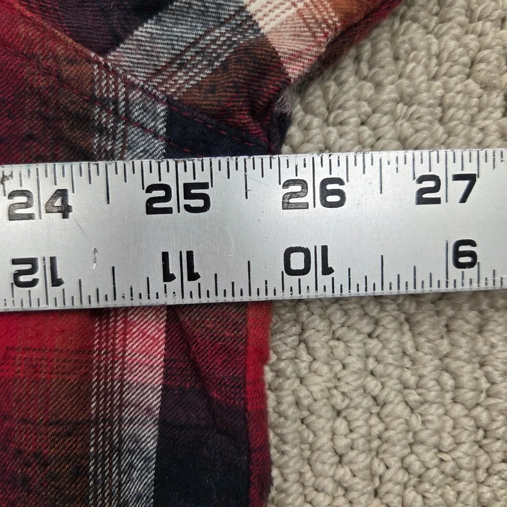 VTG Y2K Levis Red Tab Long‎ Sleeve Red Black Plaid Button Up Shirt Mens XL